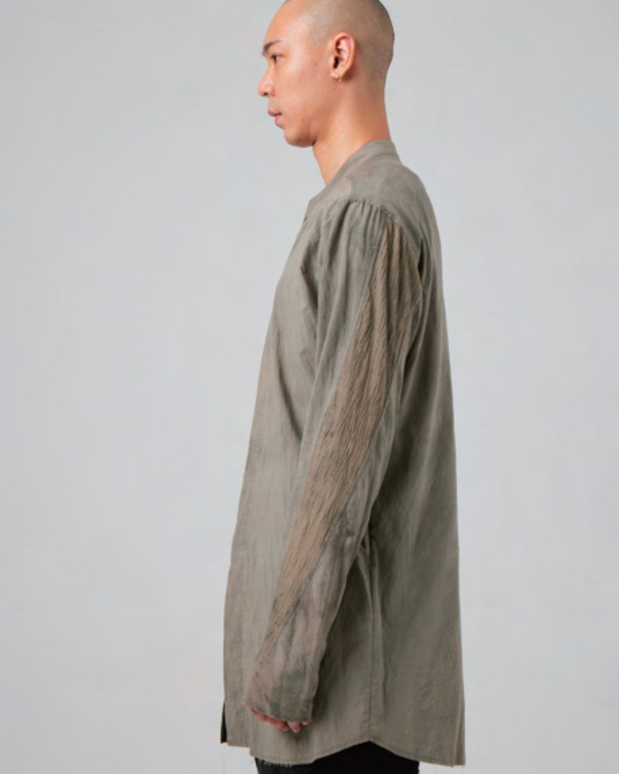 Mandarin Collar Hand Dyed Patch-work Shirt