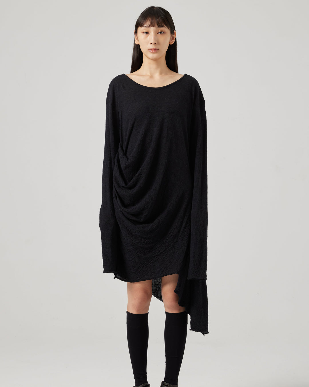 Hand Dyed Long Sleeves Asymmetrical T-shirt