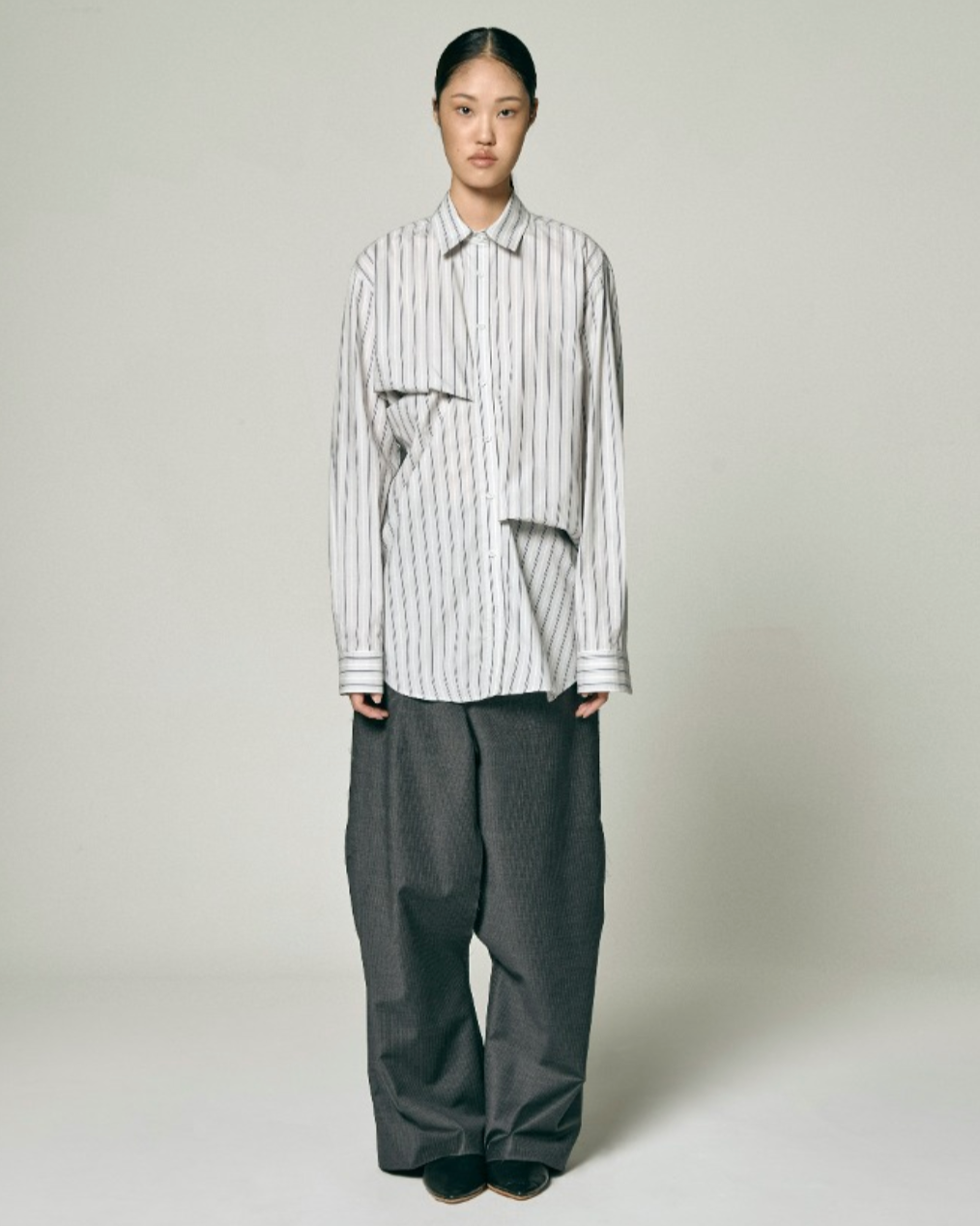 ASYMMETRIC DRAPED SHIRT
