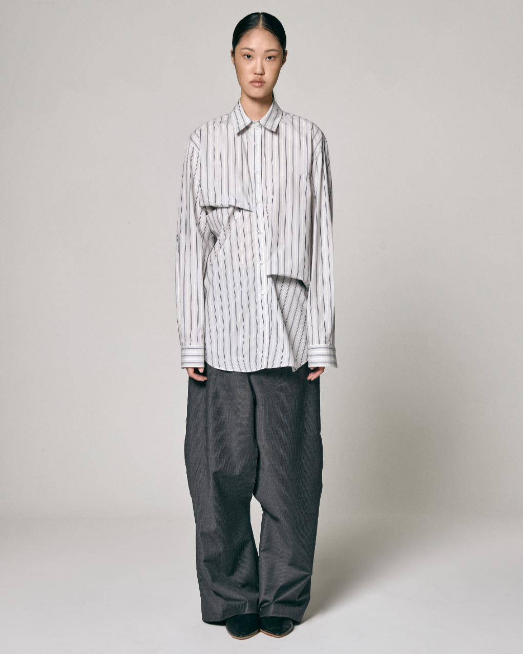 ASYMMETRIC DRAPED SHIRT