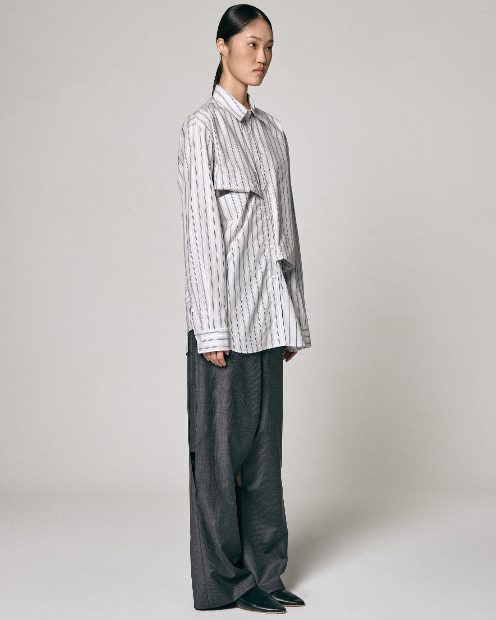 ASYMMETRIC DRAPED SHIRT
