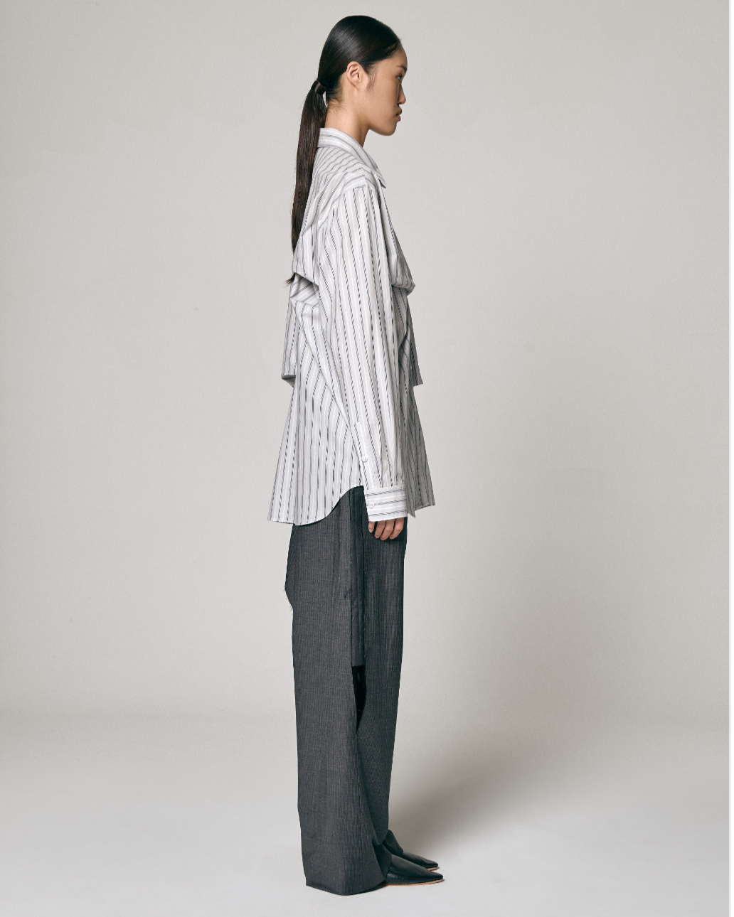 ASYMMETRIC DRAPED SHIRT
