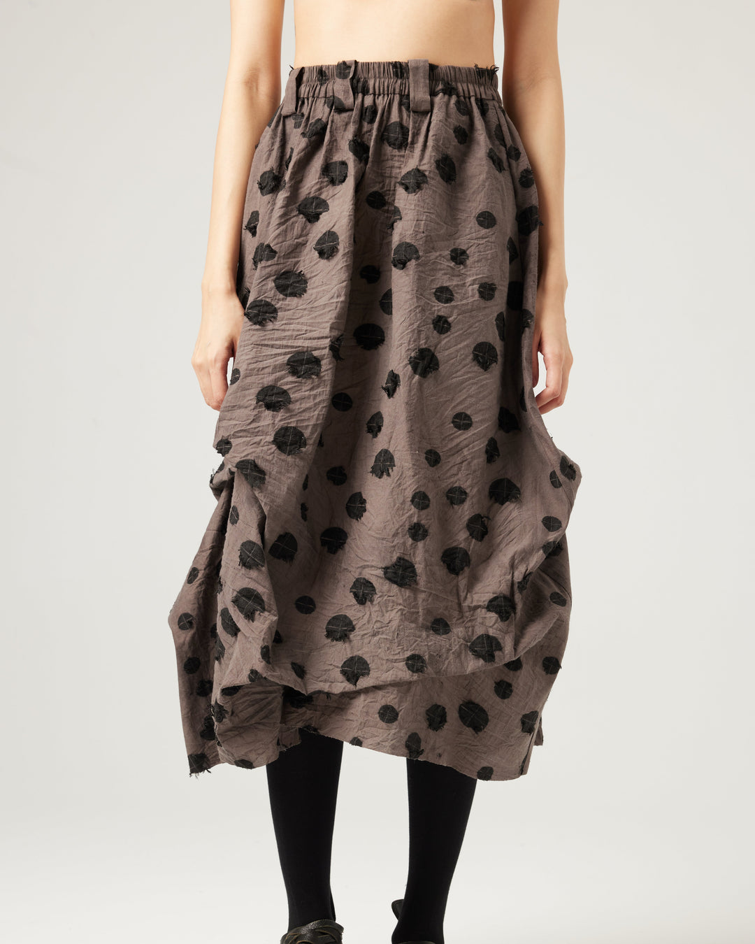 25SS HAND WOVEN POLKA DOT MIDI SKIRT