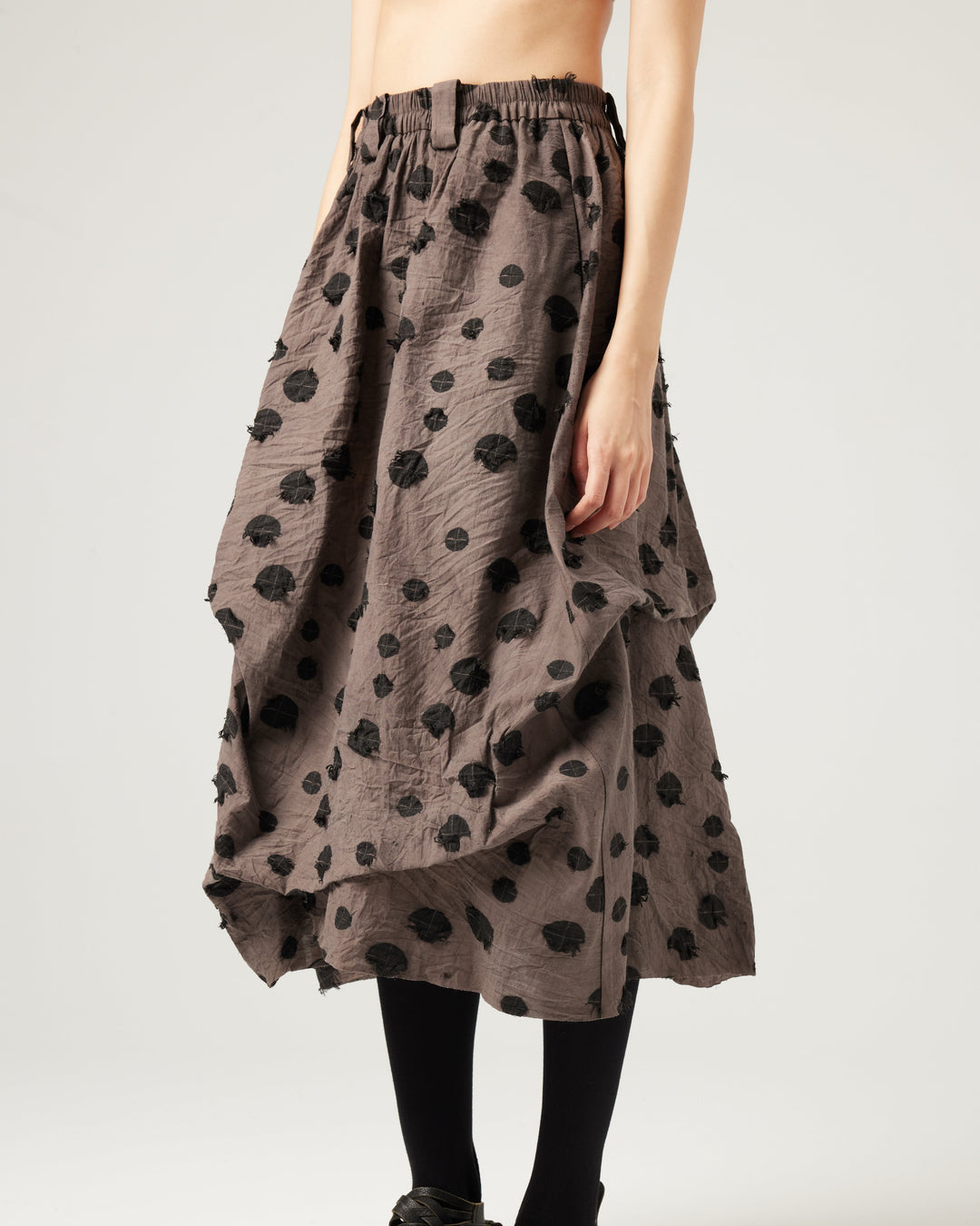 25SS HAND WOVEN POLKA DOT MIDI SKIRT