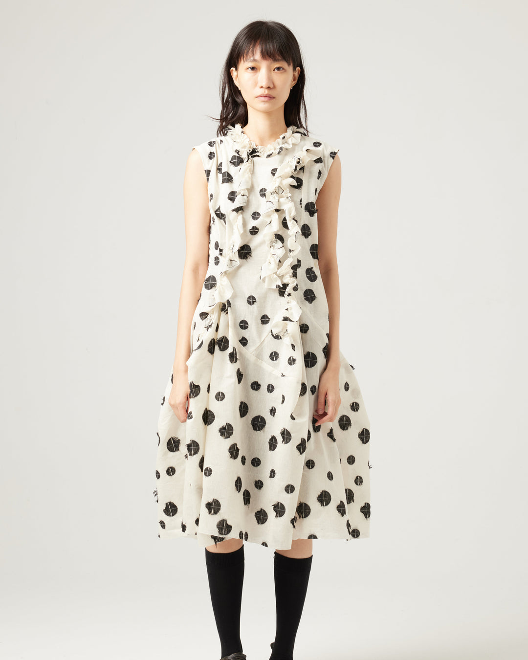 25SS HAND WOVEN POLKA DOT MIDI DRESS