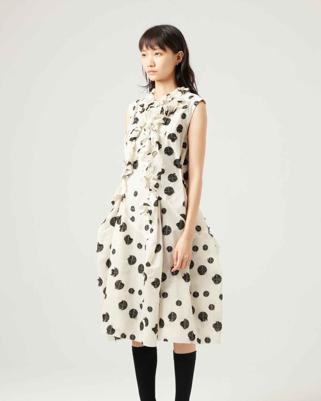 25SS HAND WOVEN POLKA DOT MIDI DRESS