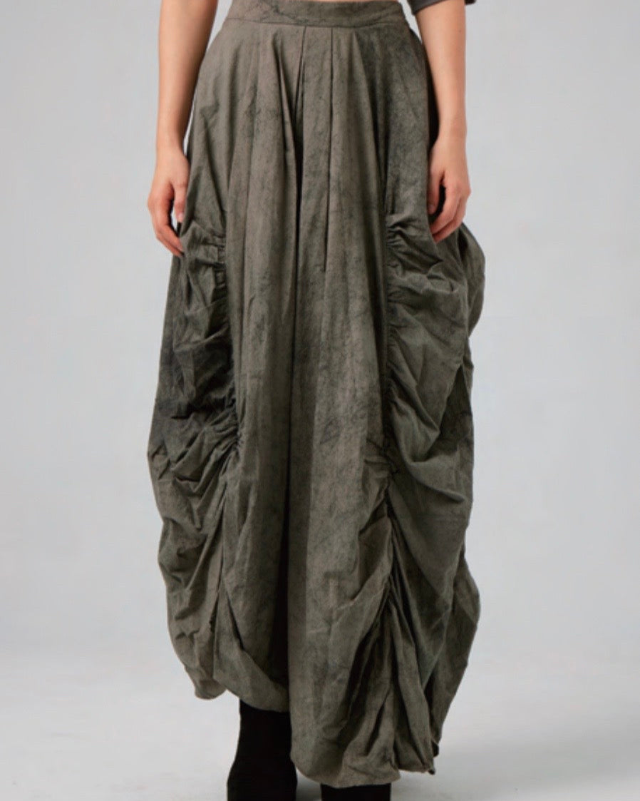 Mordant Dyed Wrinkle Maxi Skirt