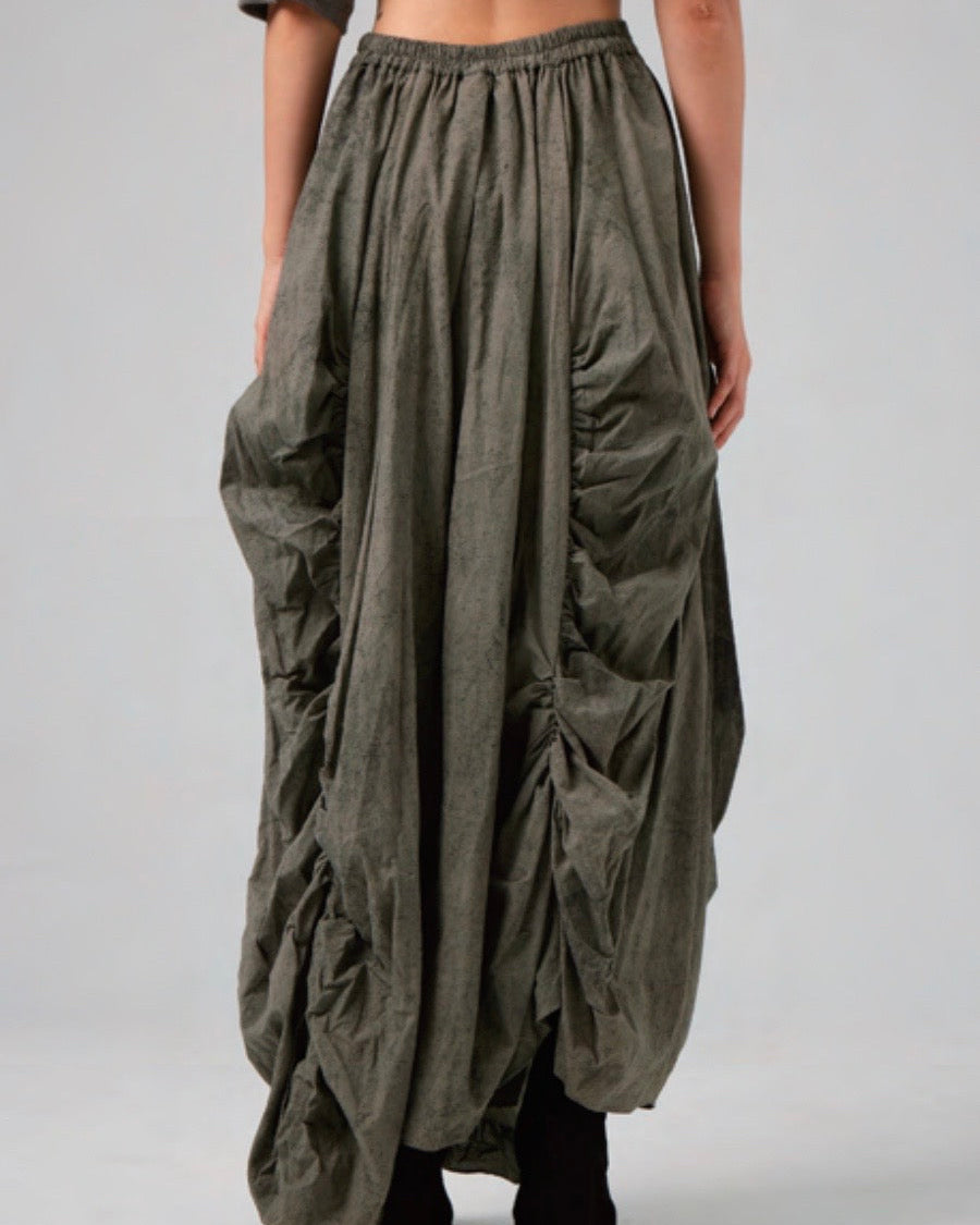 Mordant Dyed Wrinkle Maxi Skirt