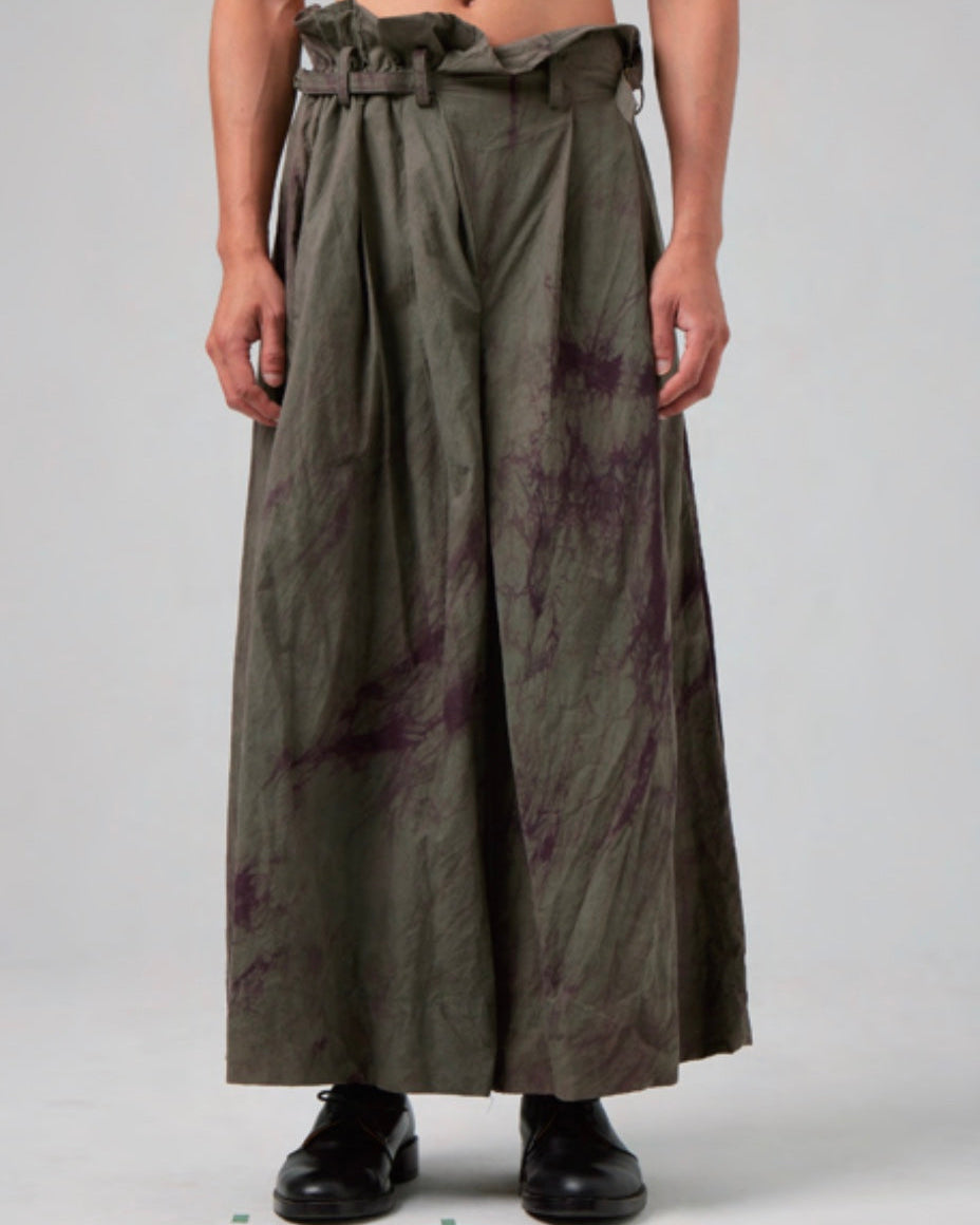 Hand Dyed Strapped Wide Legs Trouser
