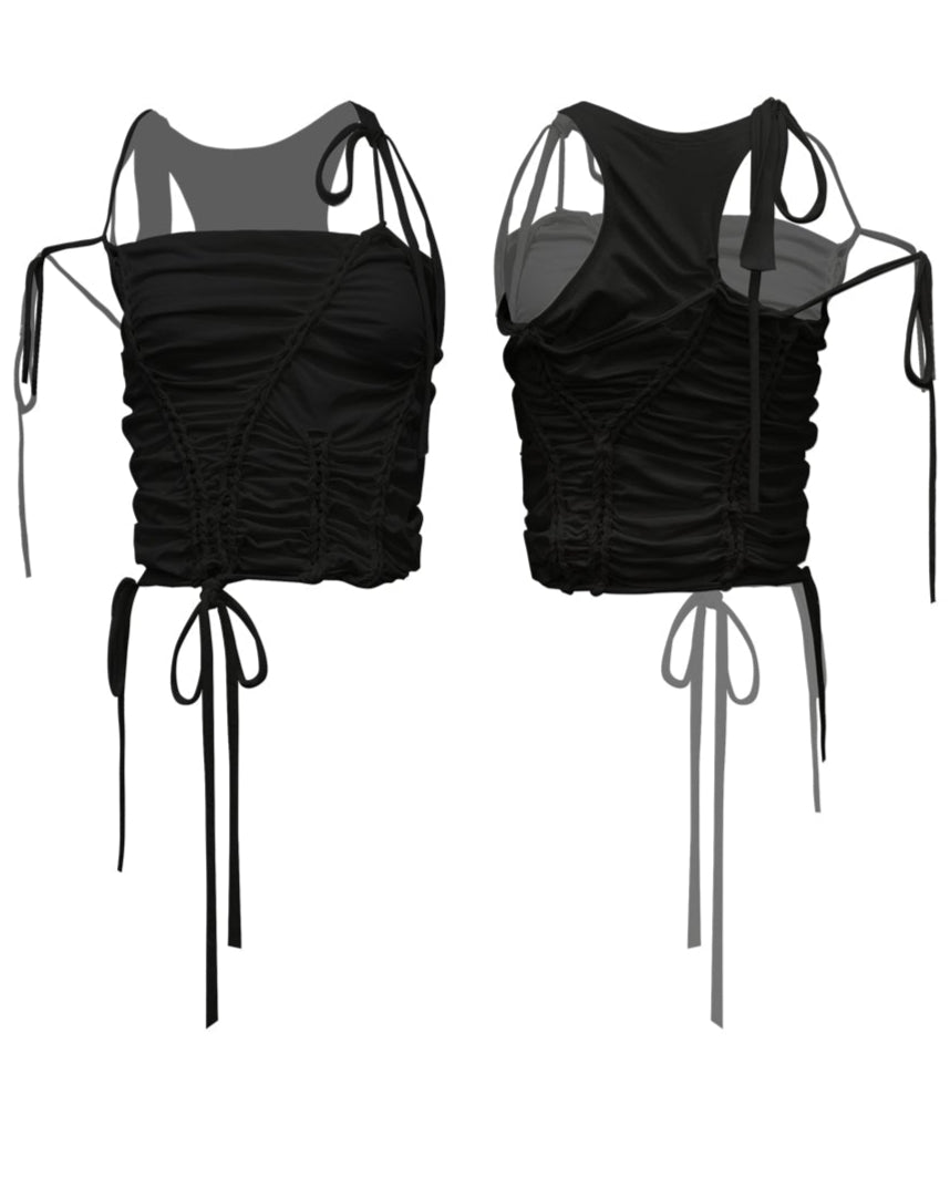 BRAID DROP SLEEVELESS BLACK