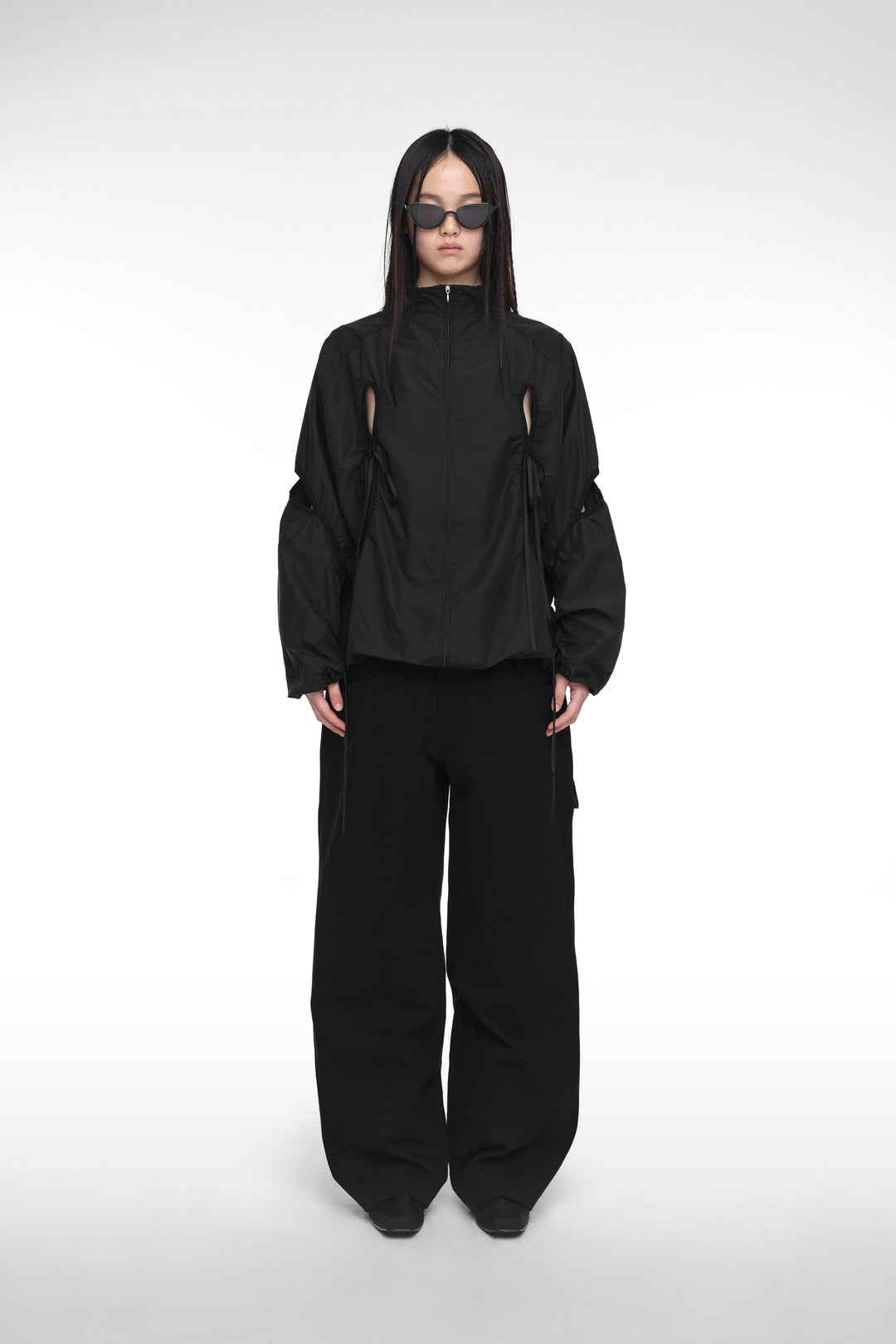 CUT-OUT WIND BREAKER (UNISEX) BLACK