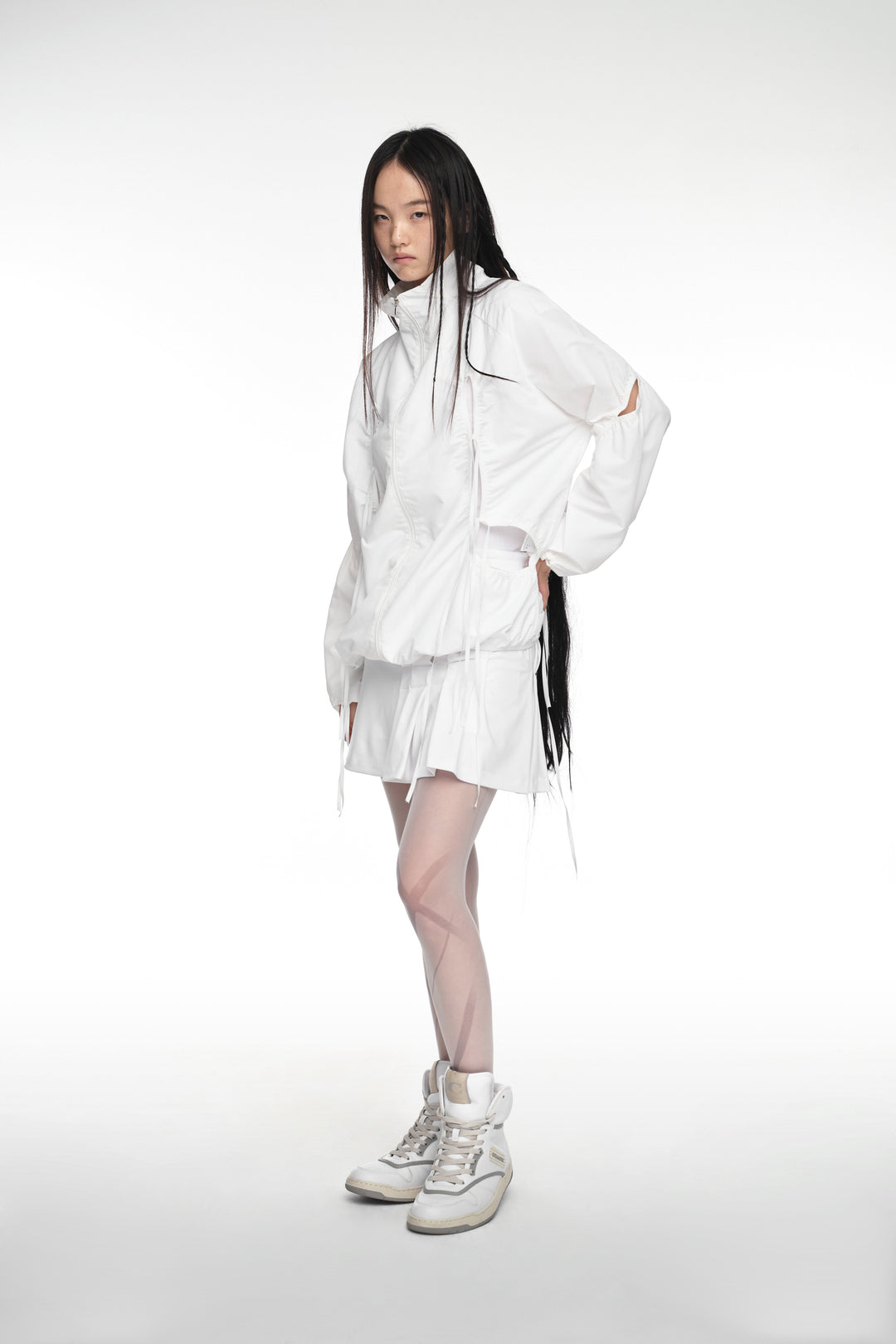 CUT-OUT WIND BREAKER (UNISEX) WHITE