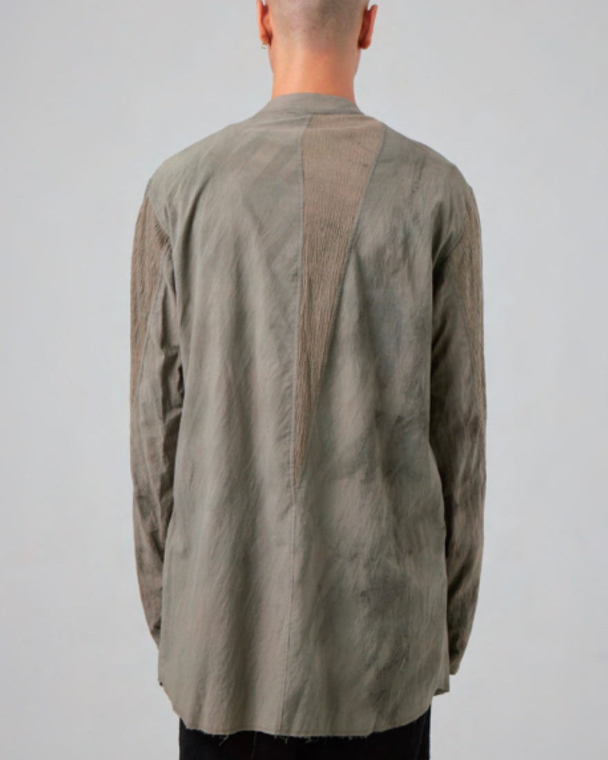 Mandarin Collar Hand Dyed Patch-work Shirt