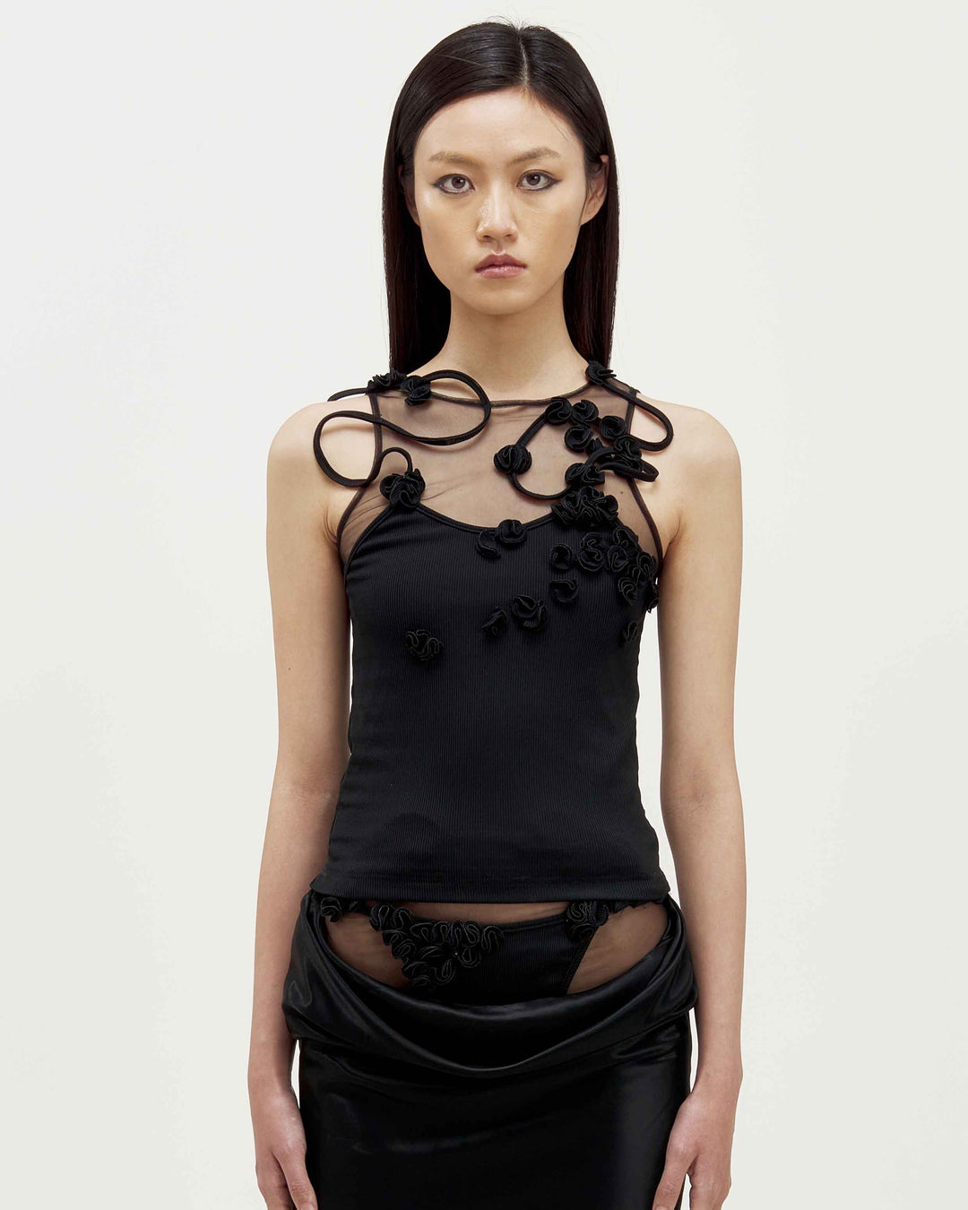 MARRKNULL • Black Vine Flowers Tank Top