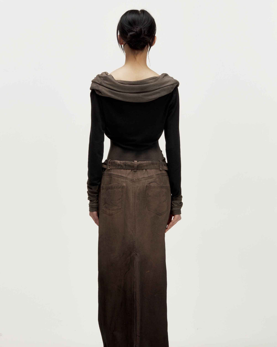 MARRKNULL • Black Fold Long Sleeve T-shirt