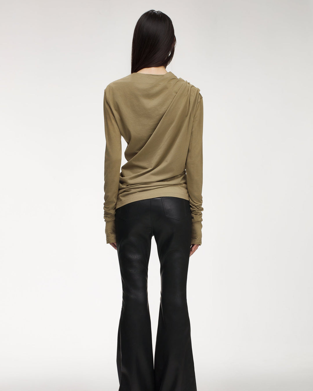 MARRKNULL • Brown Drap Long Sleeve T-shirt