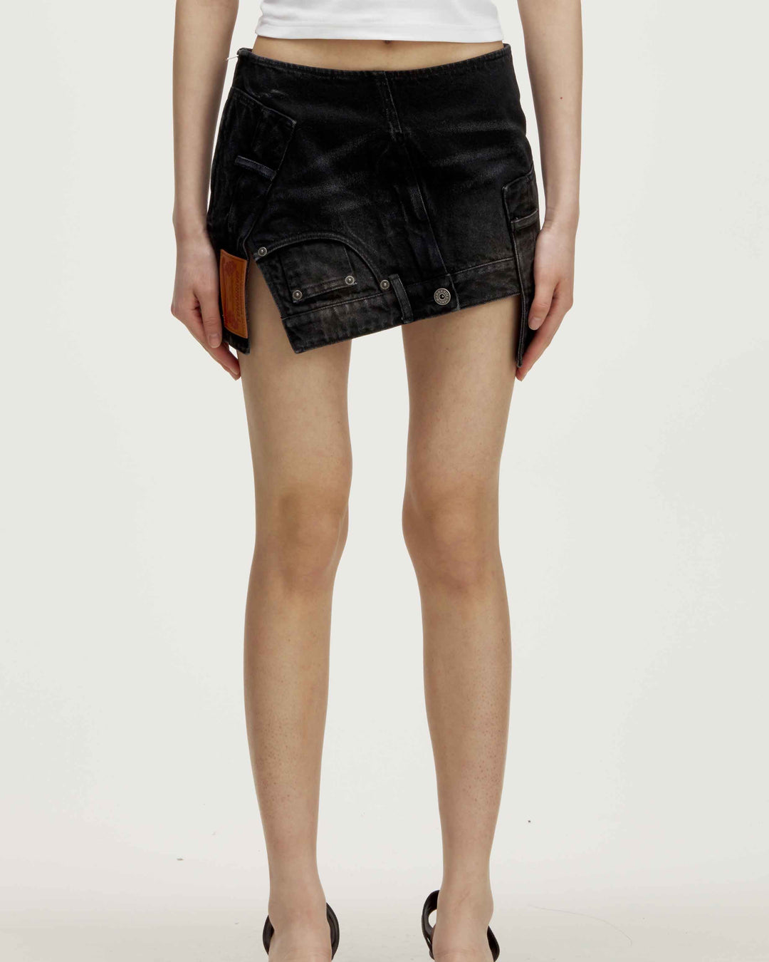 MARRKNULL • Black Origami Denim Skirt