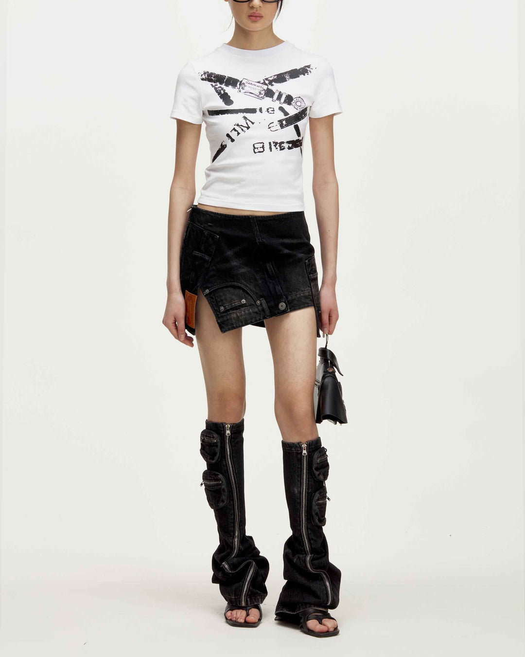 MARRKNULL • Black Origami Denim Skirt