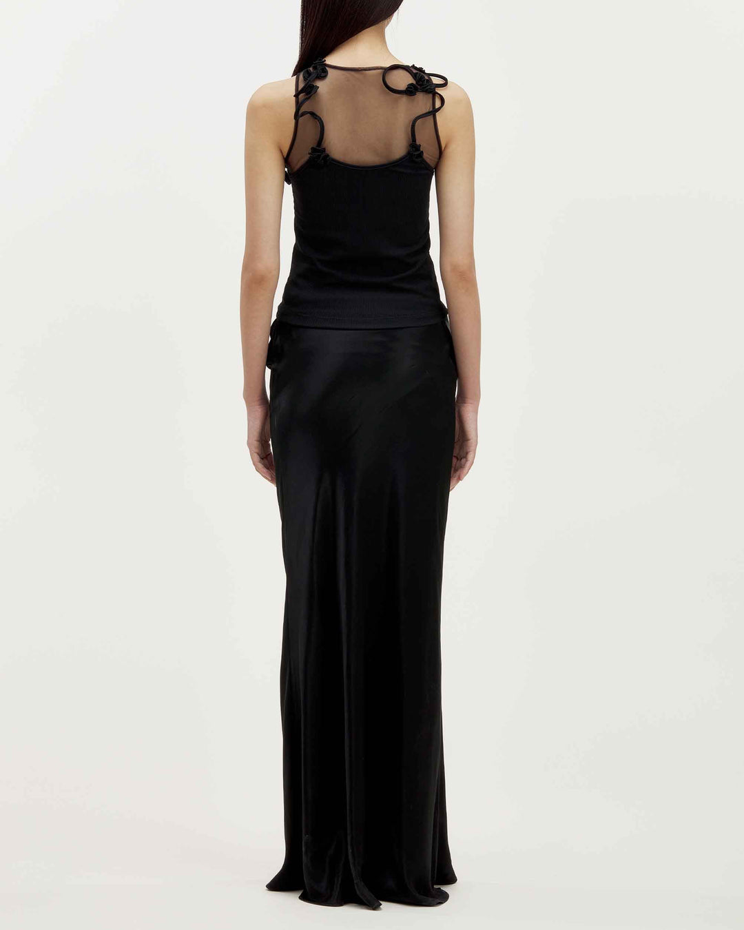 MARRKNULL • Black Vine Flowers Long Skirt