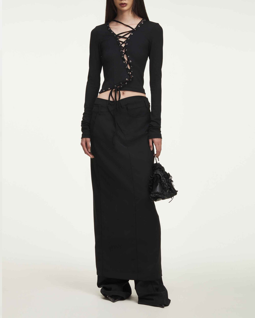 MARKNULL • Black Wrapped Skirt
