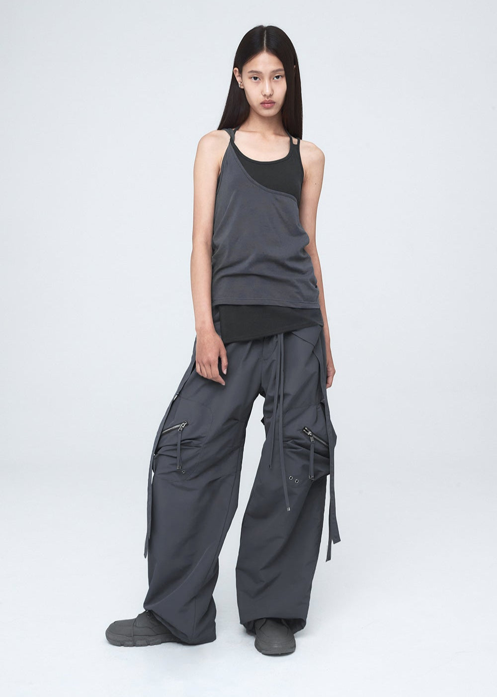 MULTIWAY LAYERED SLEEVELESS CHARCOAL