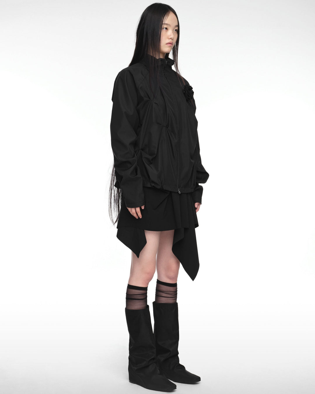 PINTUCK WIND BREAKER (UNISEX) BLACK