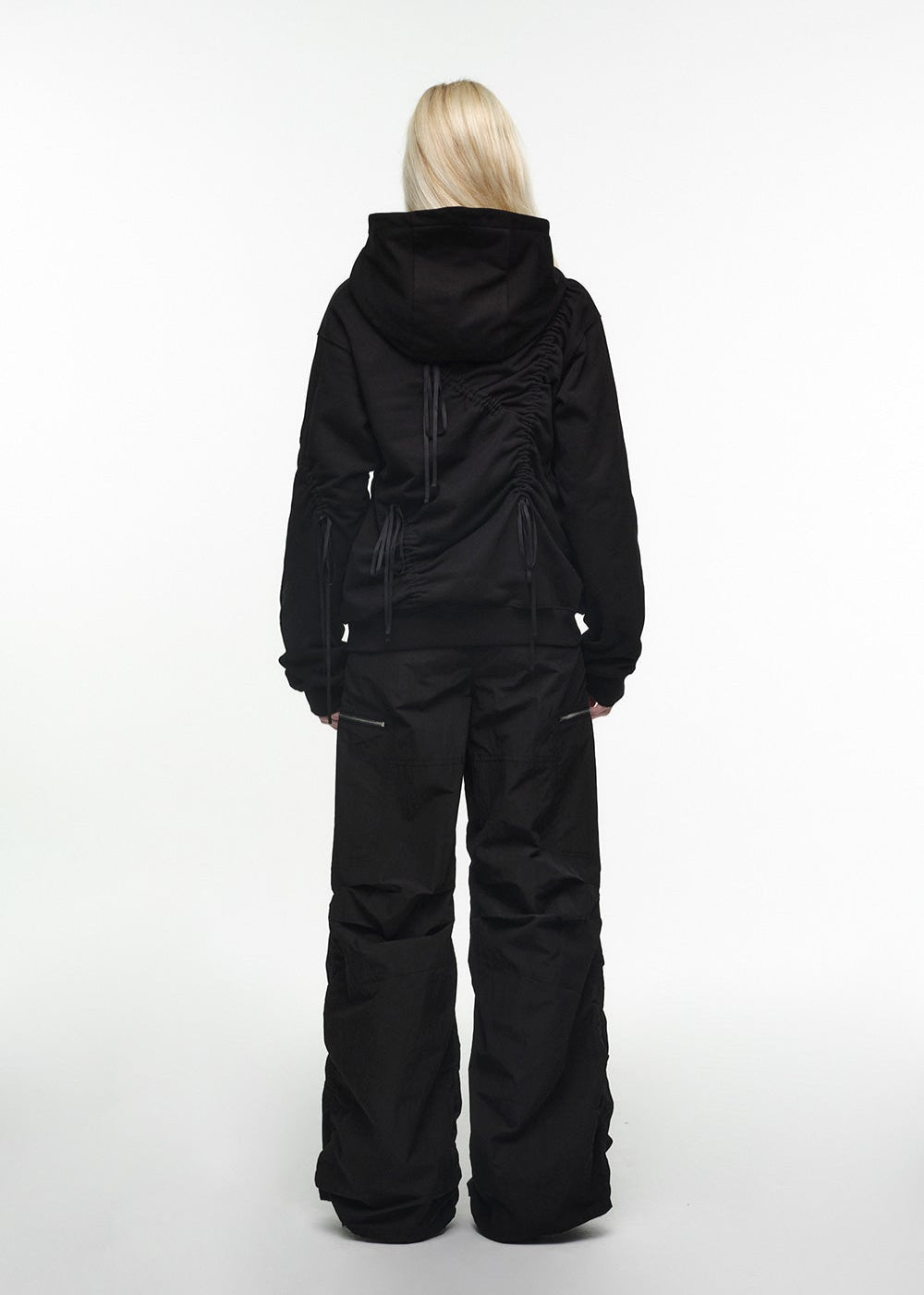 PUCKERING JOGGER PANTS (UNISEX) BLACK