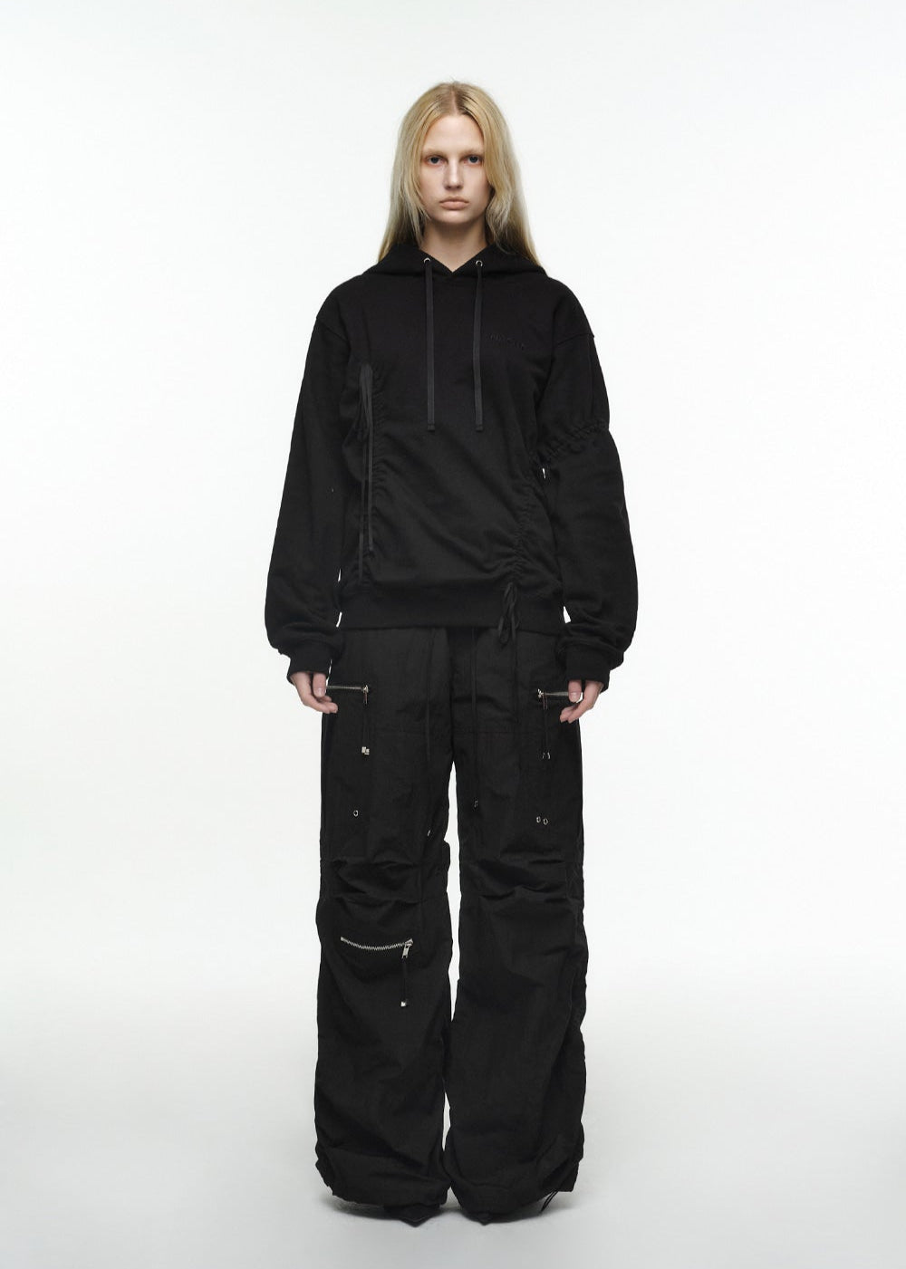 PUCKERING JOGGER PANTS (UNISEX) BLACK