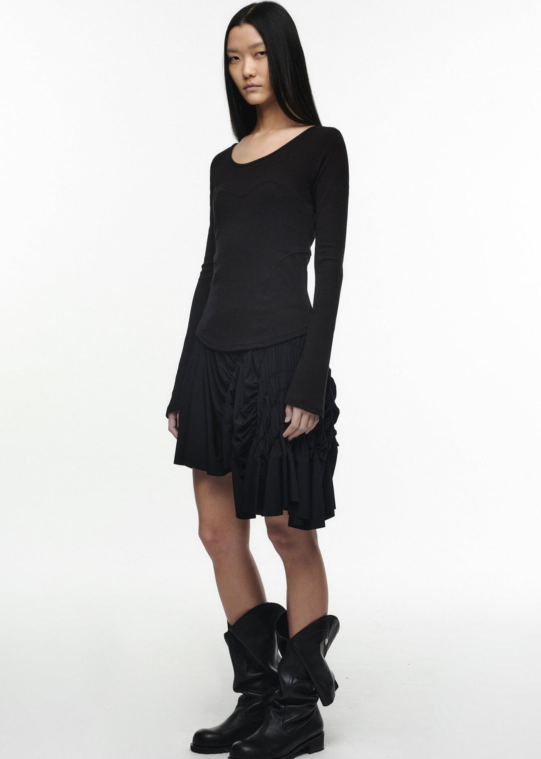 UNBALANCE MIX DRESS BLACK
