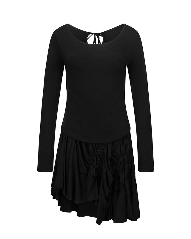 UNBALANCE MIX DRESS BLACK