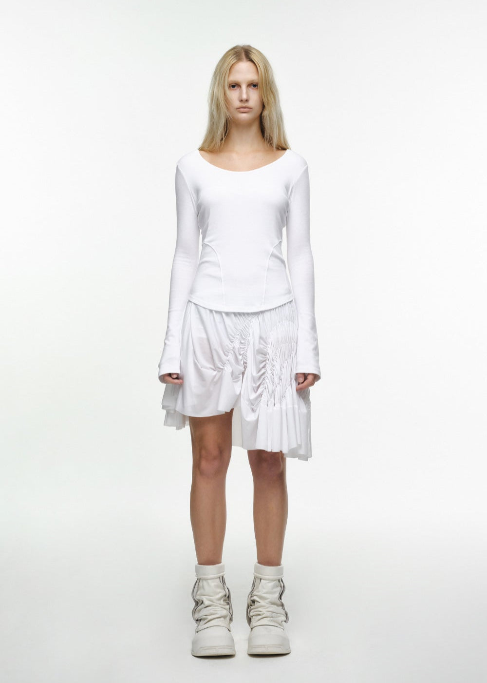 UNBALANCE MIX DRESS IVORY