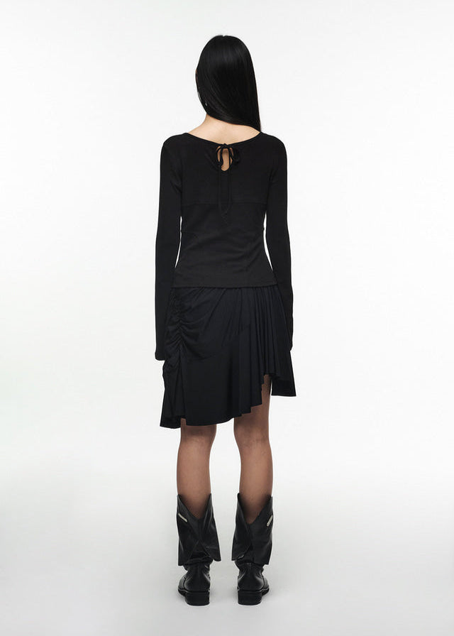 UNBALANCE MIX DRESS BLACK