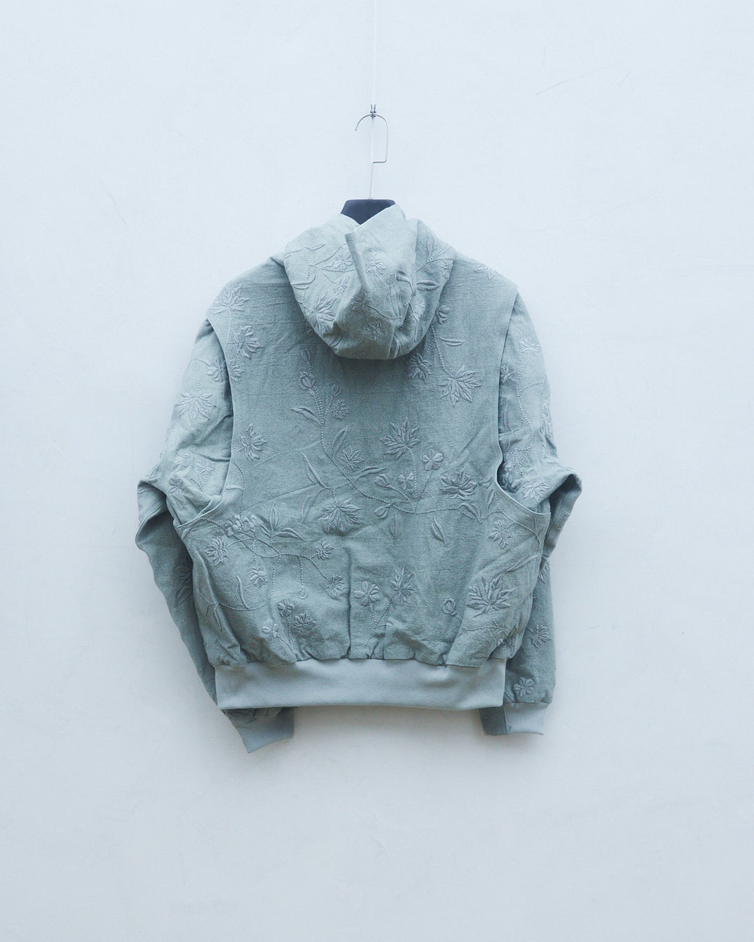 Grey Wutong Embroidered Zip Utility Jacket