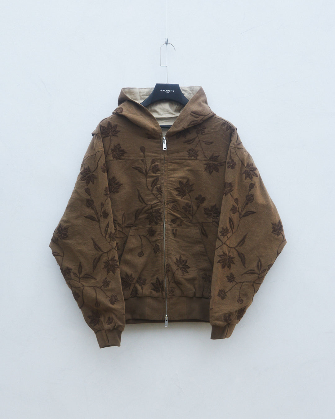 Brown Wutong Embroidered Utility Chain Jacket