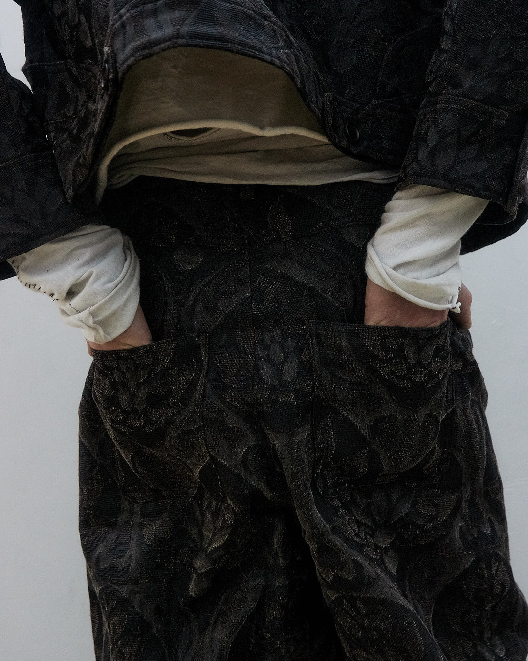 Gambiered Gauze Silk Wide Fit Trousers