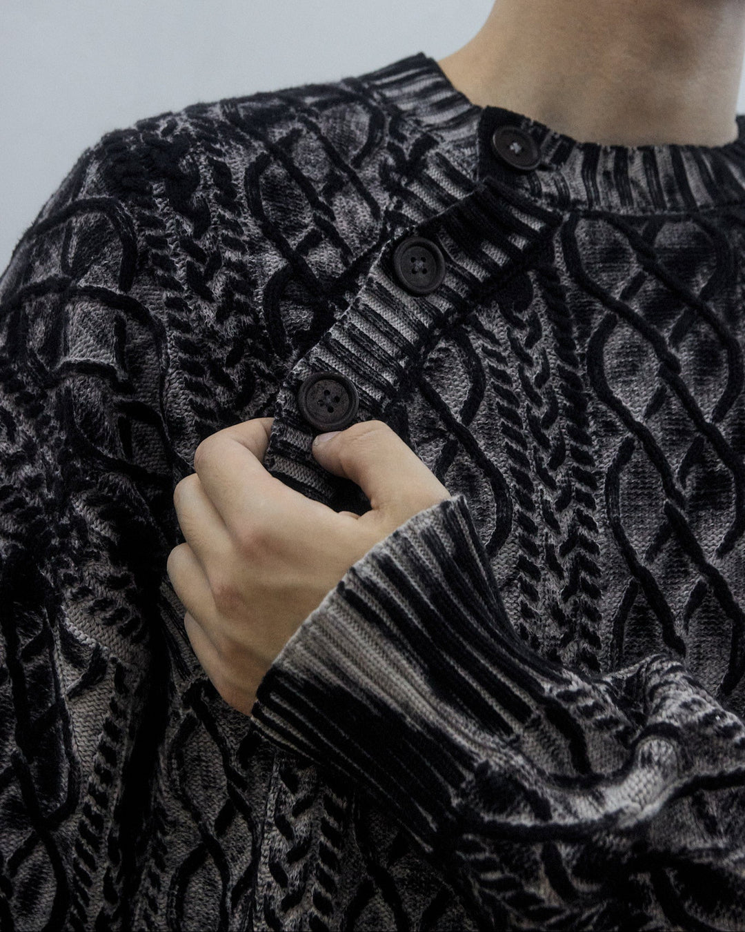 Hand Painted Slanted Collar Sweater