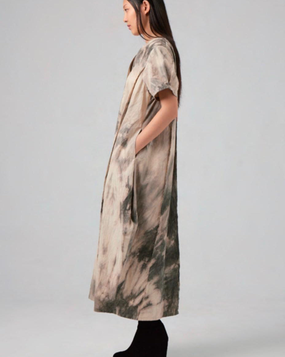 Hand Dyed Short Sleeves Curve Dress