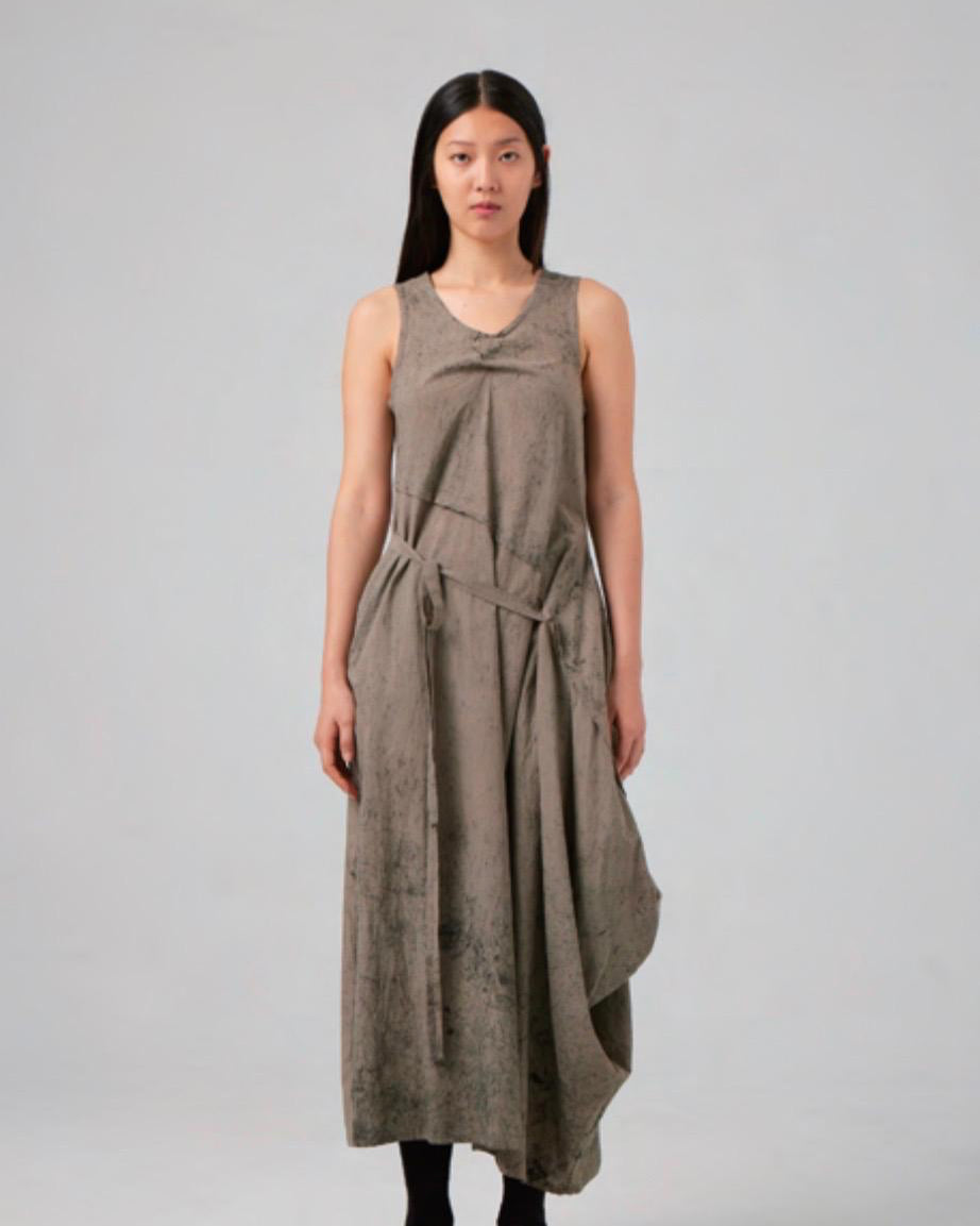 Asymmetrical Hand Dyed Strapped Dress