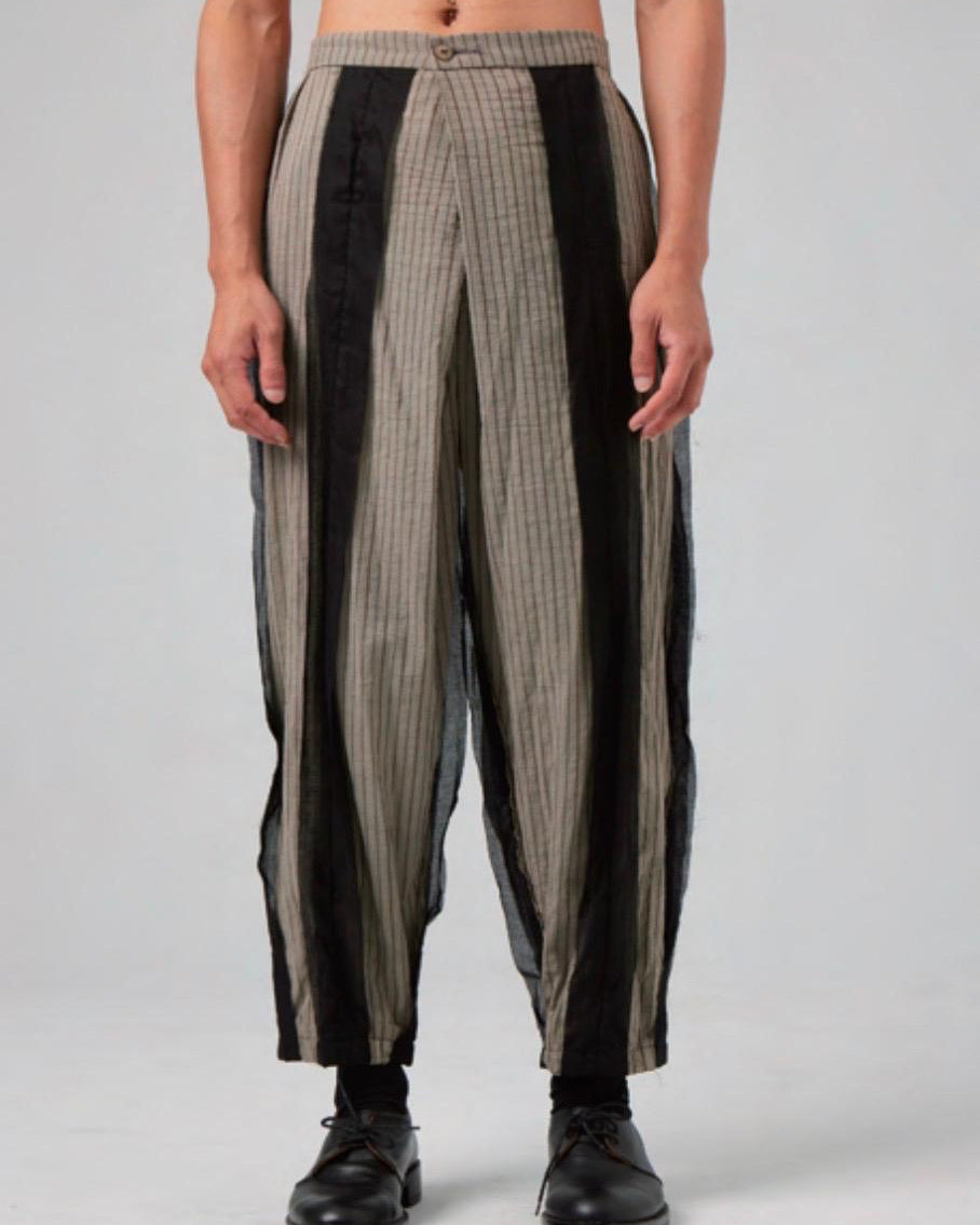 Hand Dyed Rawing Low Crotch Stripe Trousers