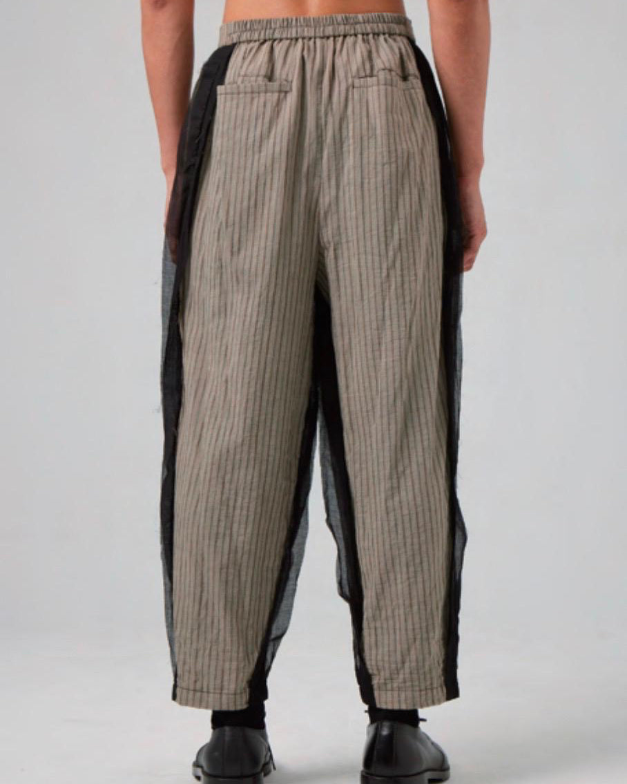 Hand Dyed Rawing Low Crotch Stripe Trousers