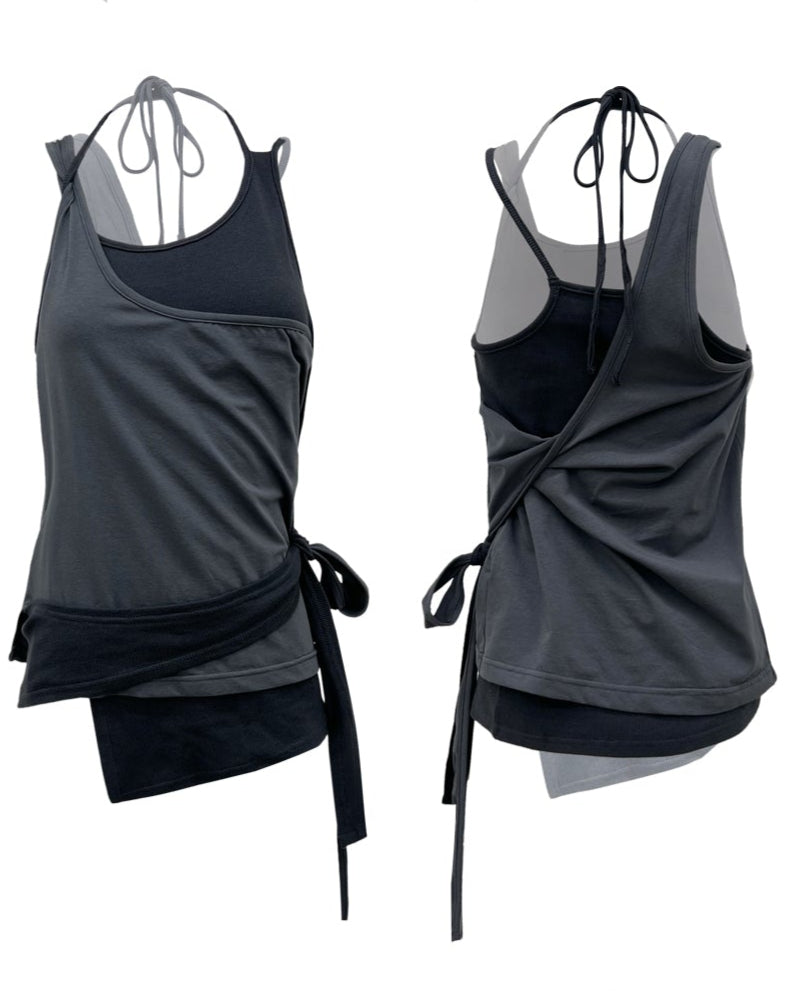 MULTIWAY LAYERED SLEEVELESS CHARCOAL