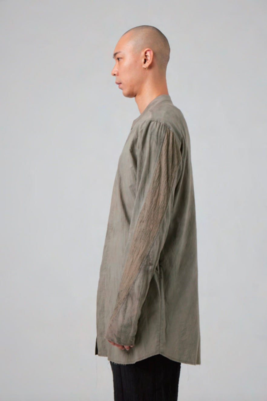 Mandarin Collar Hand Dyed Patch-work Shirt