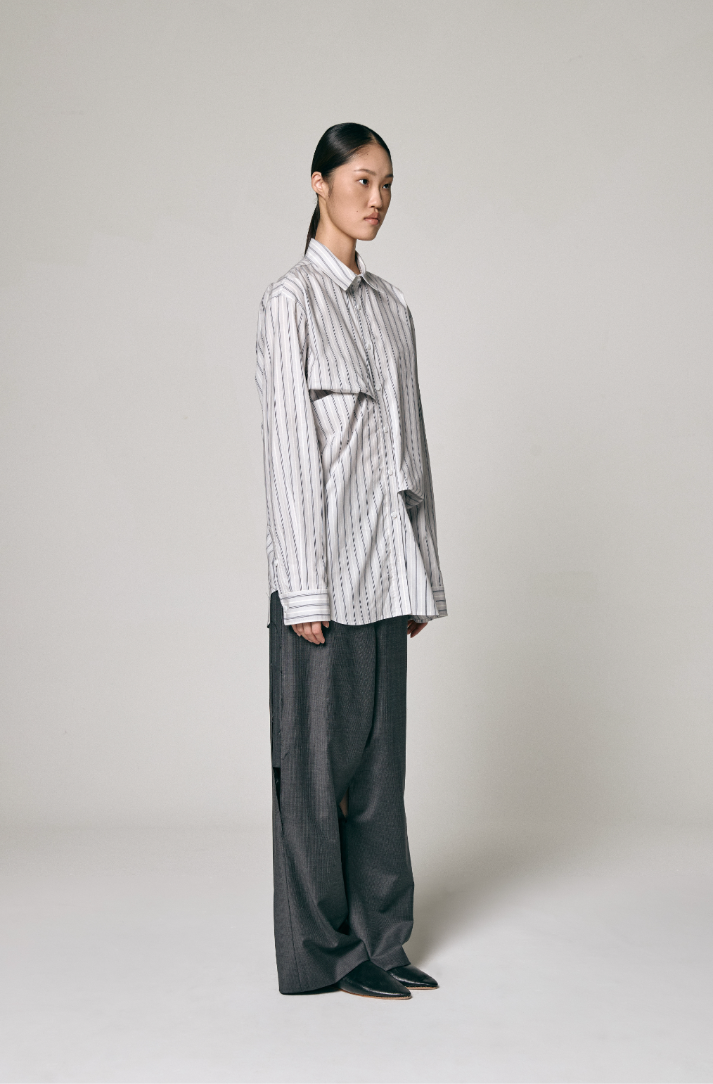 ASYMMETRIC DRAPED SHIRT