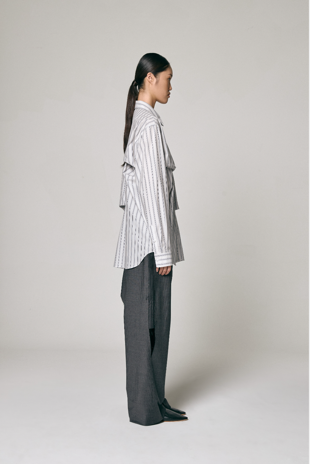 ASYMMETRIC DRAPED SHIRT