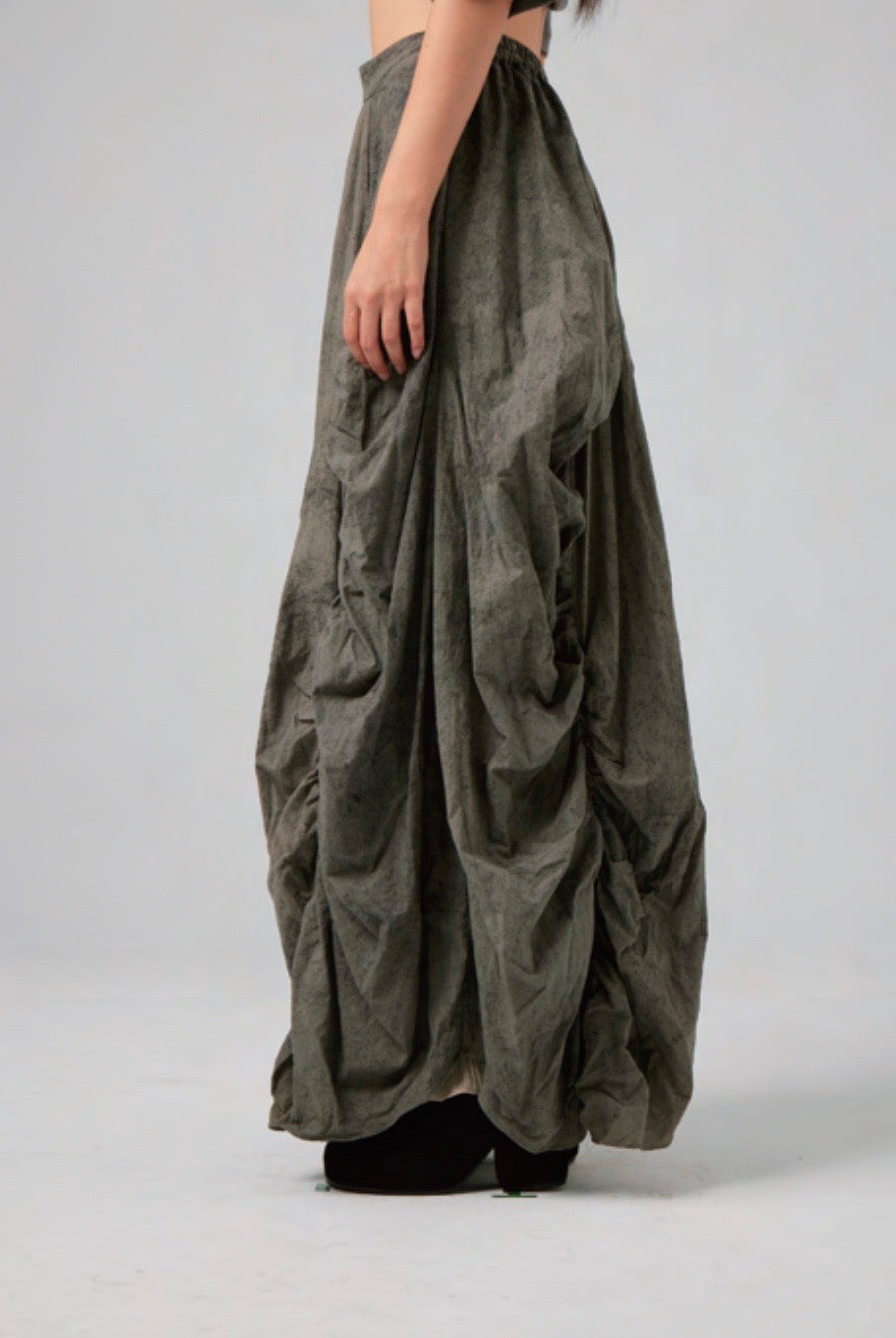 Mordant Dyed Wrinkle Maxi Skirt