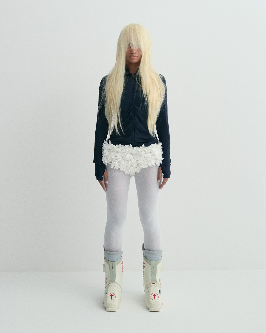Shirred Technical Long Sleeve Top