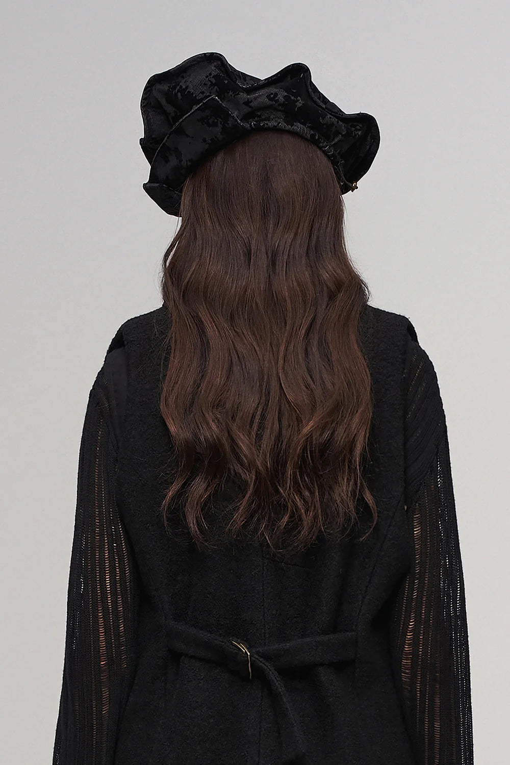 Black beret with folded brim