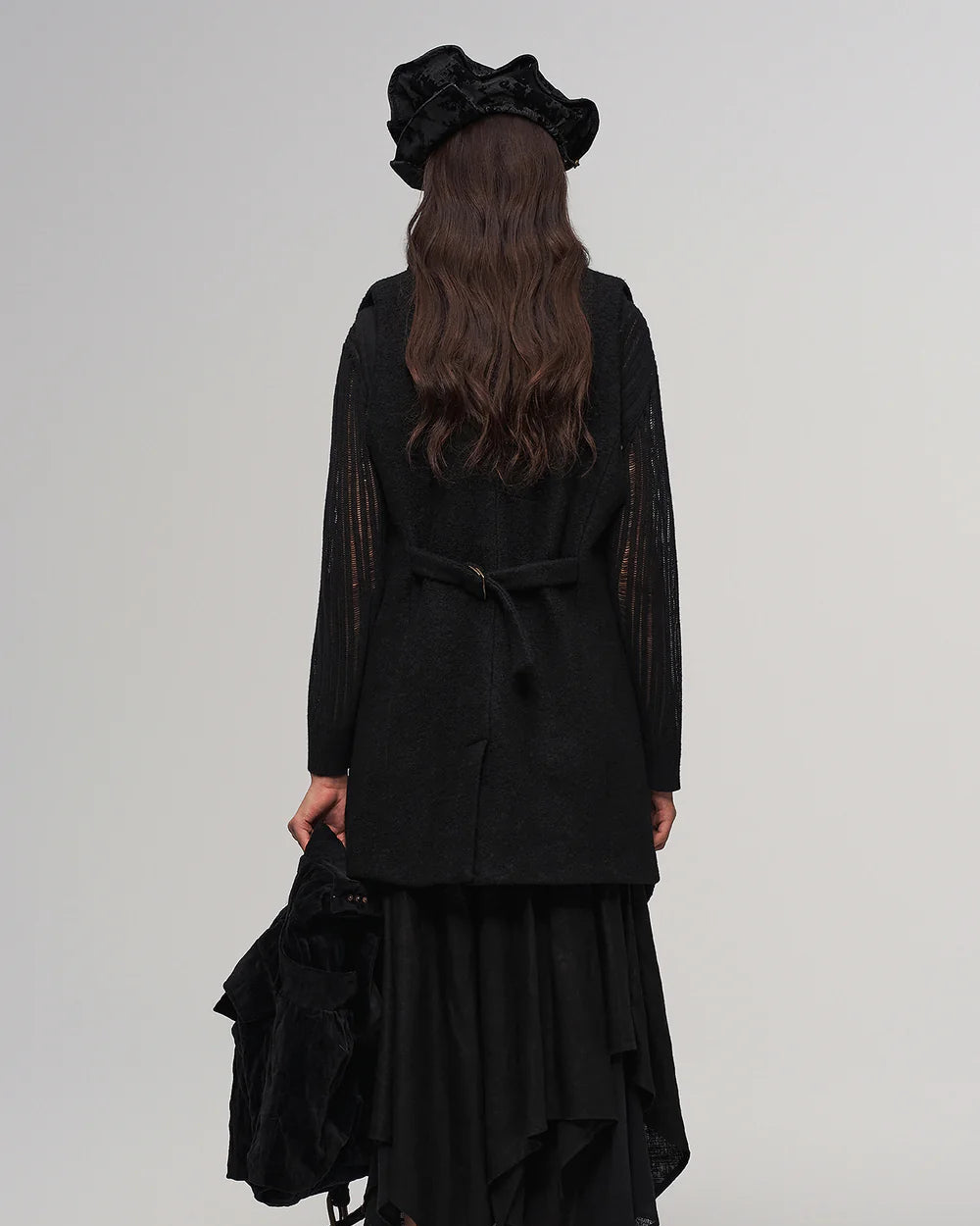 Black beret with folded brim