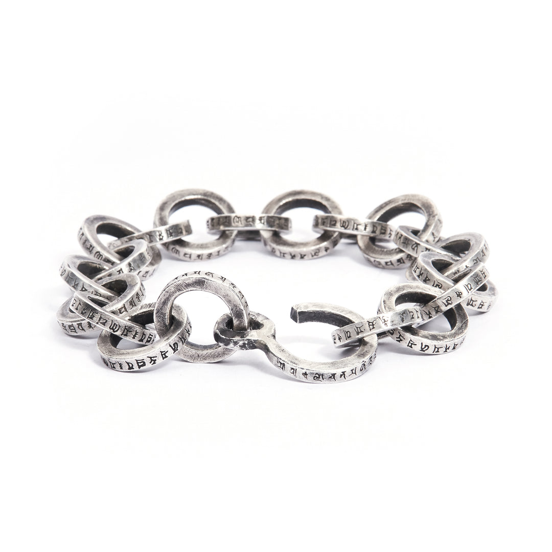 Buddhism Mantra Single link Silver 925 bracelet