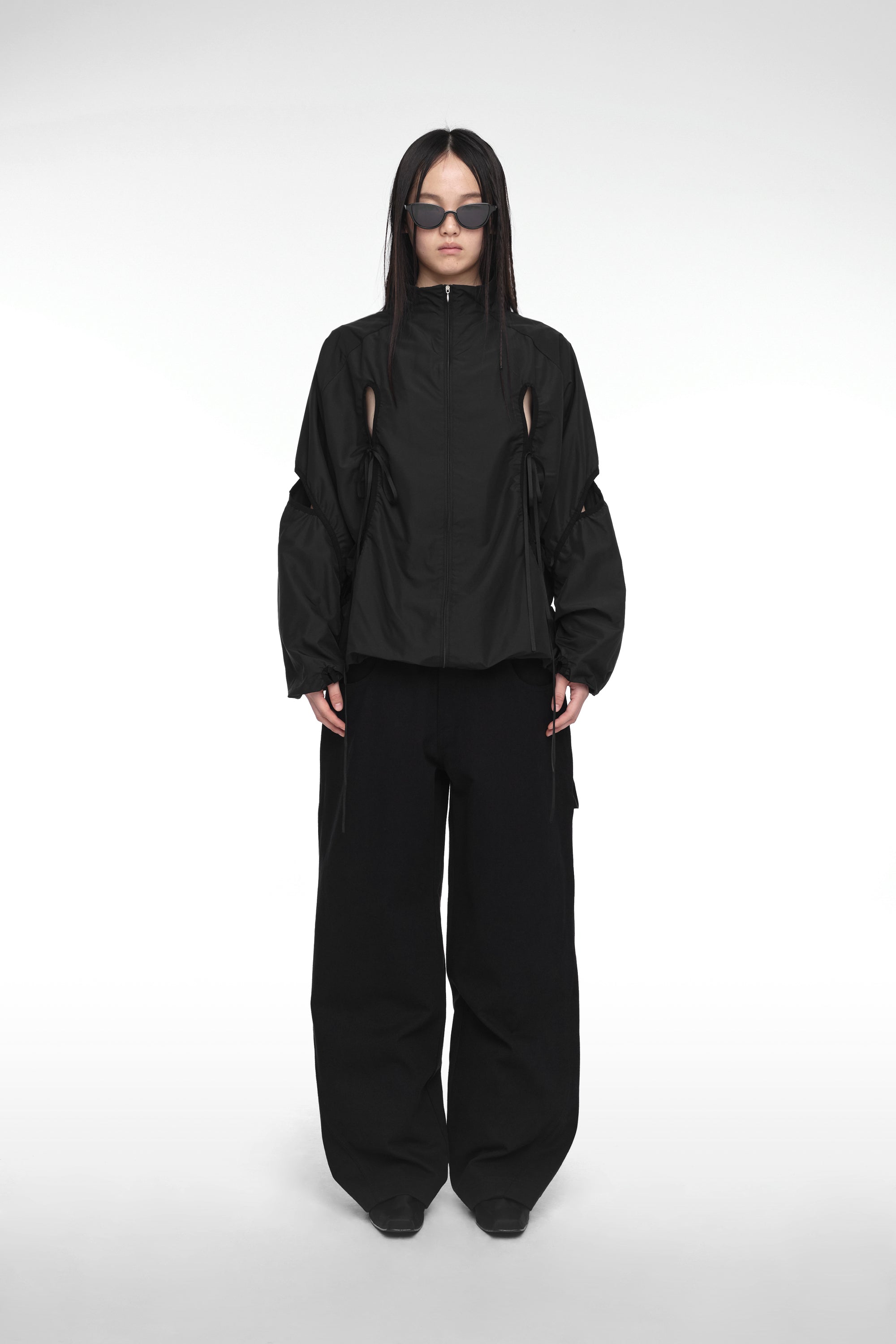 CUT-OUT WIND BREAKER (UNISEX) BLACK